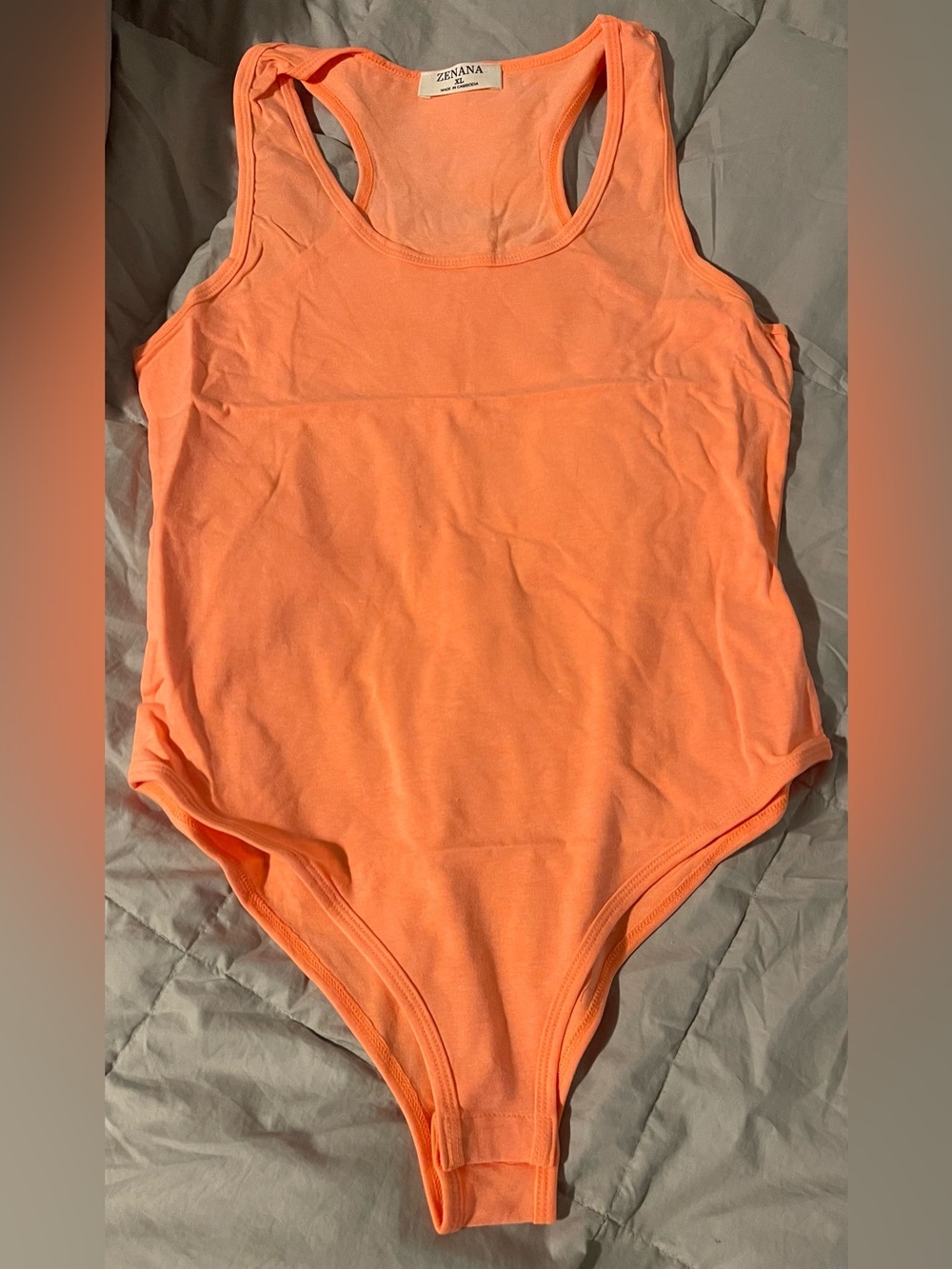 Zenana Outfitters Neon Orange Sleeveless Bodysuit